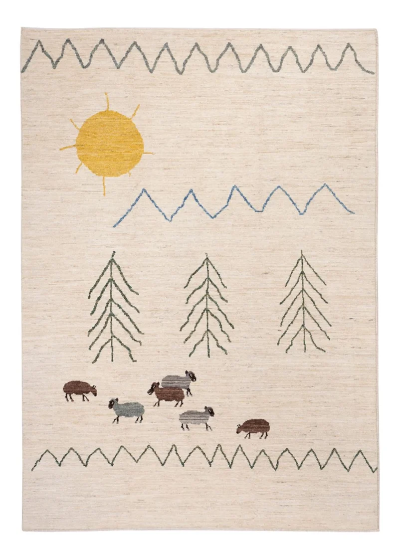 Berber Teppich 172x241cm - Wollteppich - natur
