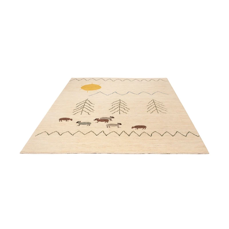 Berber Teppich 172x241cm - Wollteppich - natur