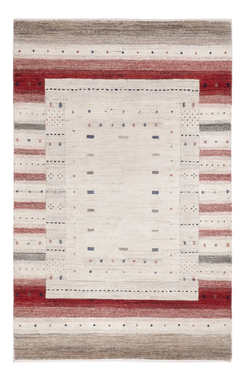 Indo Loribaft Teppich 124x184cm - Wollteppich - mehrfarbig