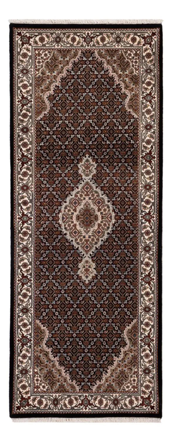 Indo Täbriz Teppich 80x204cm - Orientteppich - dunkelbeige