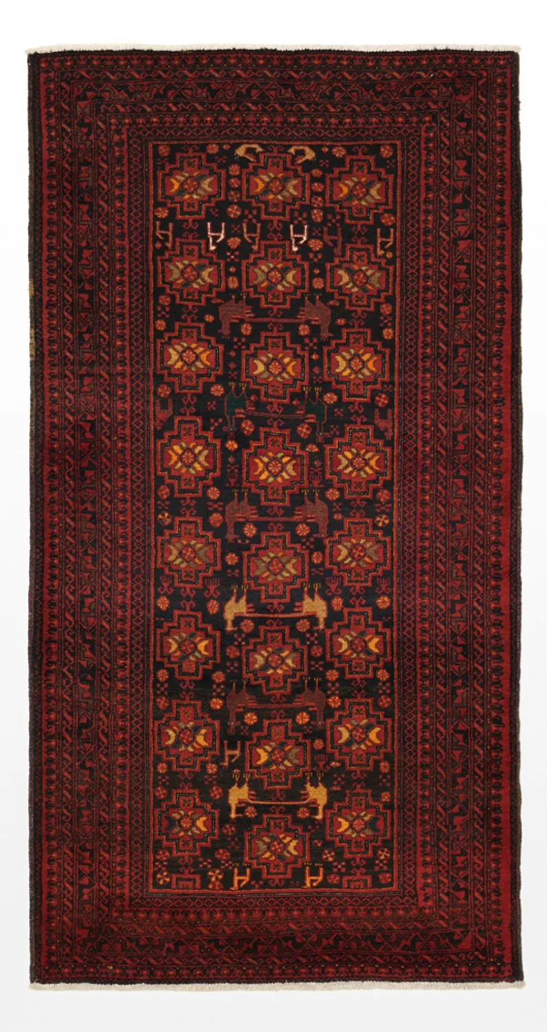 Belutsch Teppich 100x192cm - Orientteppich - dunkelrot