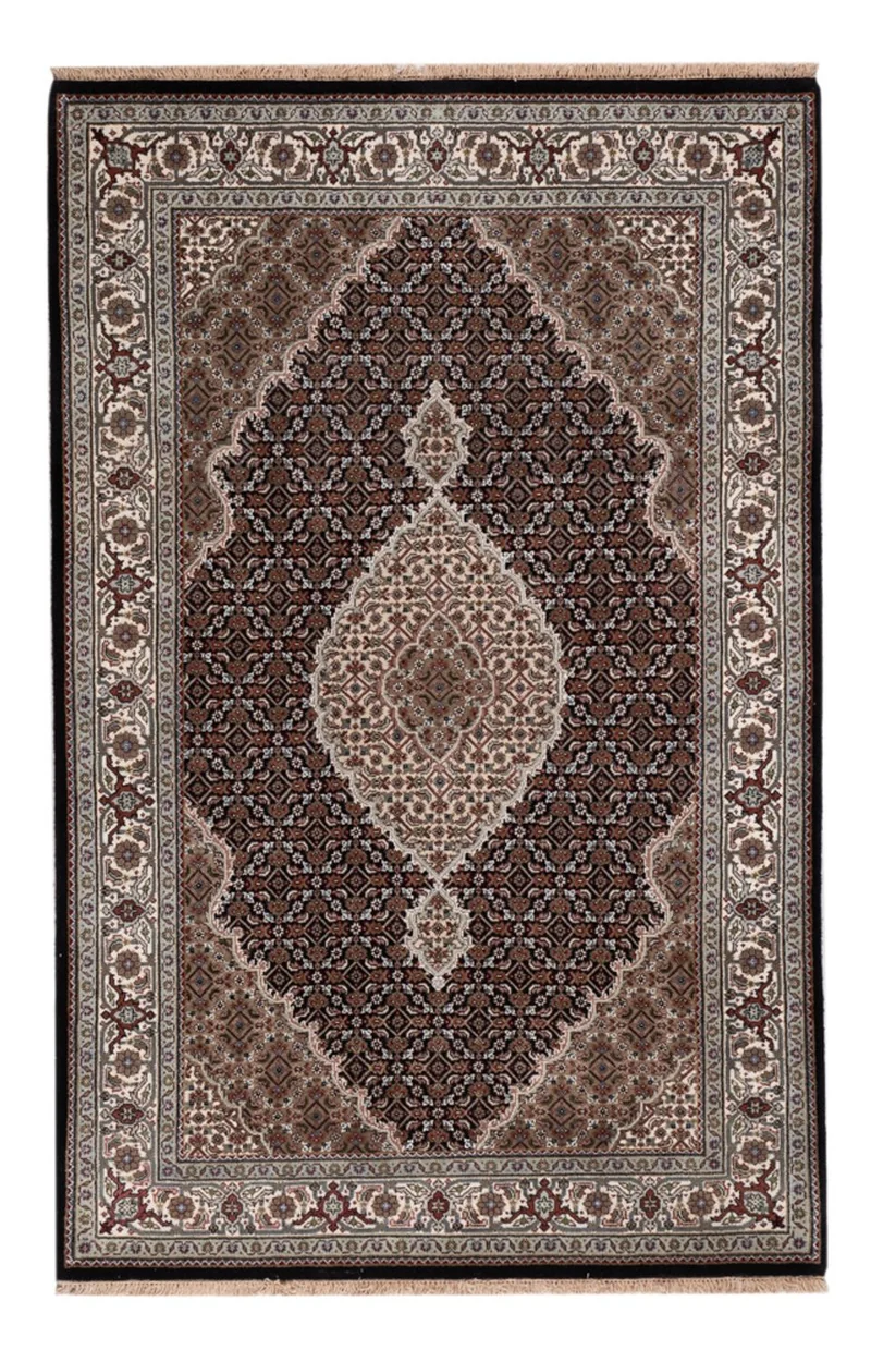 Indo Täbriz Teppich 123x188cm - Orientteppich - dunkelbeige