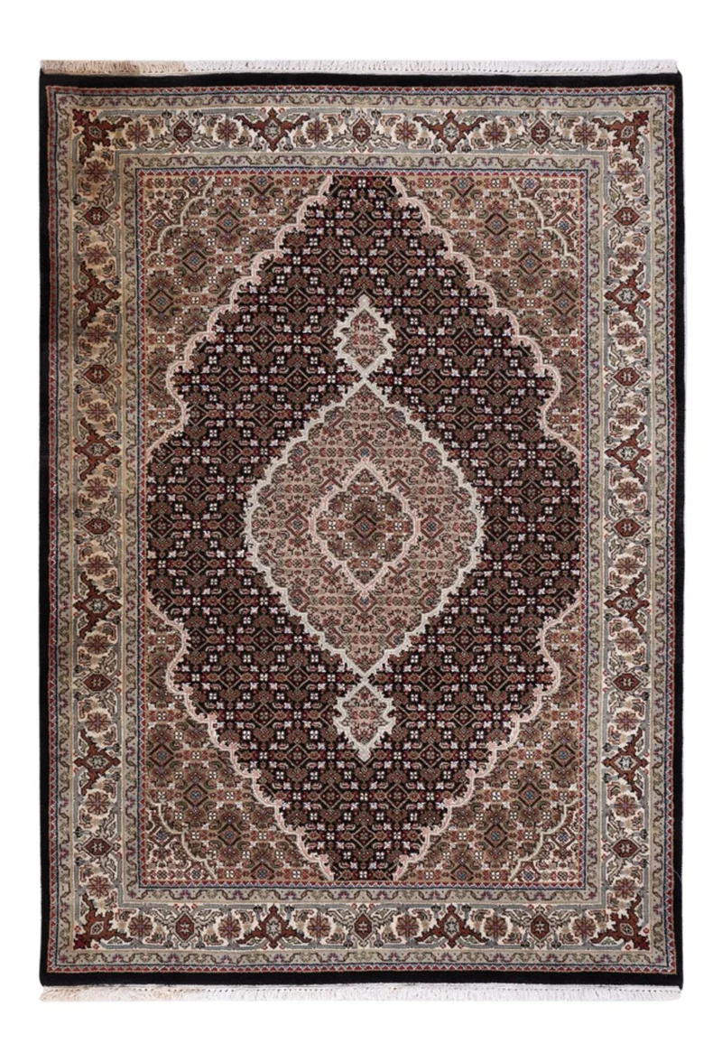 Indo Täbriz Teppich 127x184cm - Orientteppich - dunkelbeige