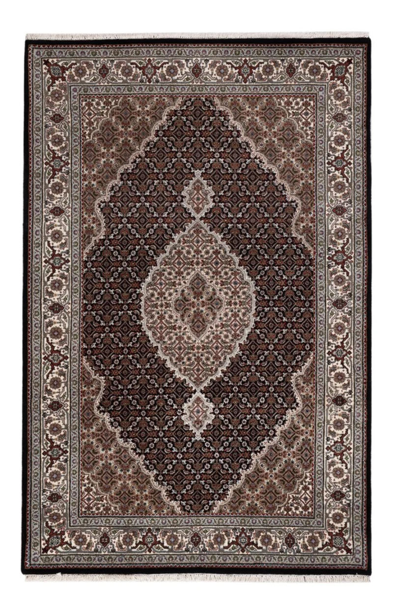 Indo Täbriz Teppich 123x188cm - Orientteppich - dunkelbeige