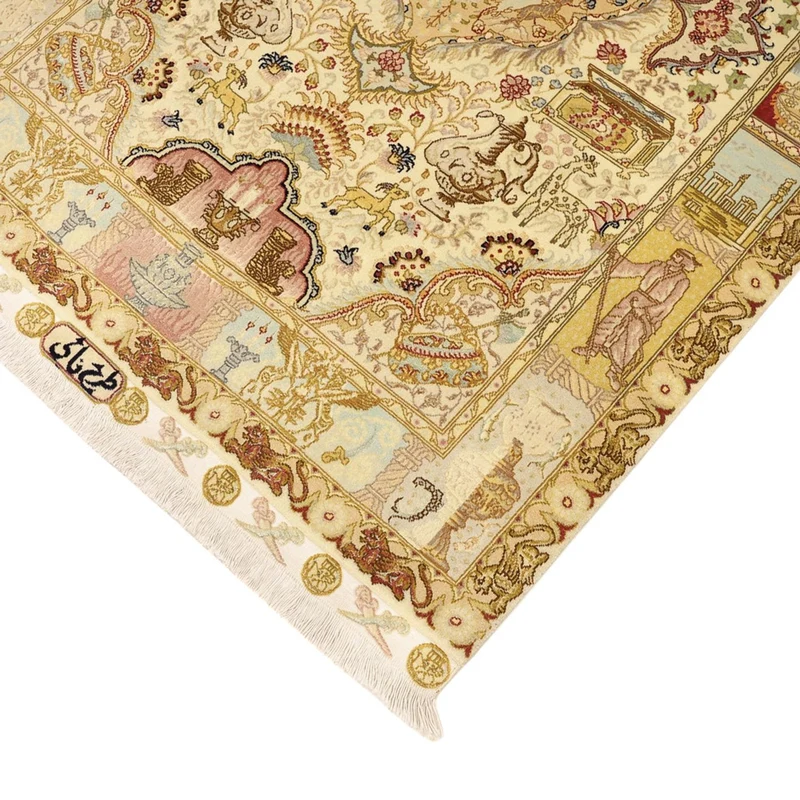 Täbriz - 50 Raj Teppich 102x160cm - Perserteppich - sand