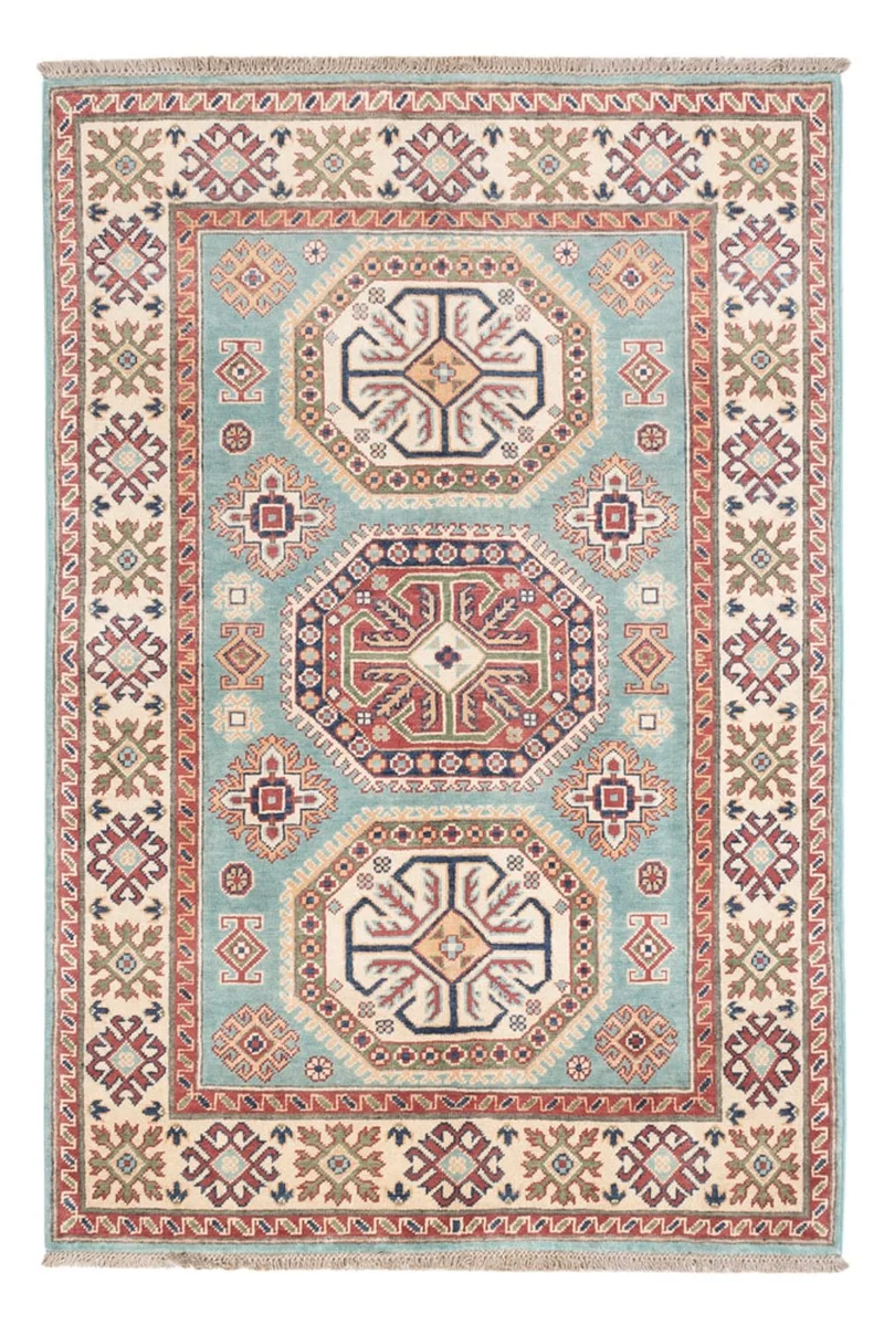 Kazak Teppich 120x178cm - Orientteppich - hellblau
