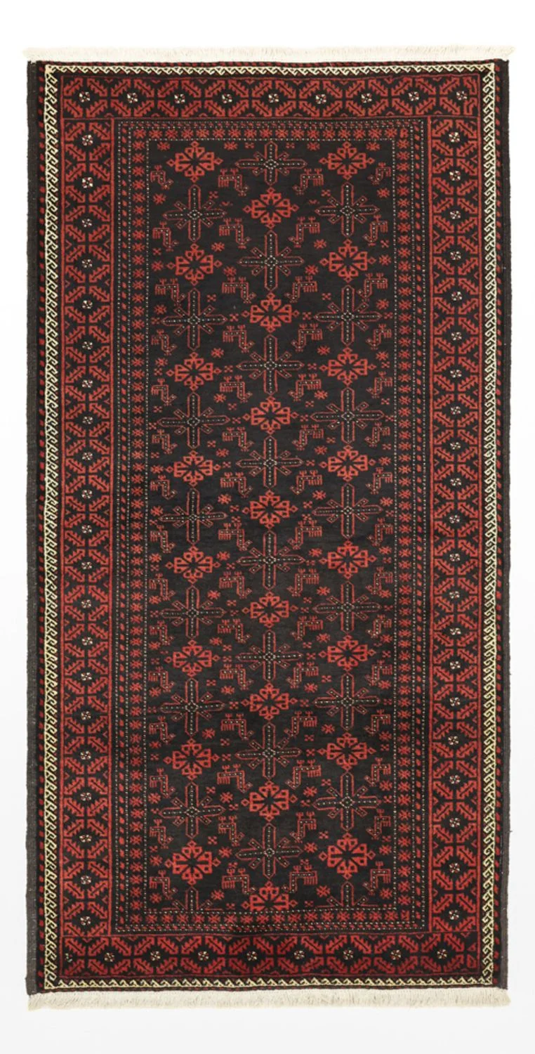 Belutsch Teppich 102x204cm - Orientteppich - dunkelrot