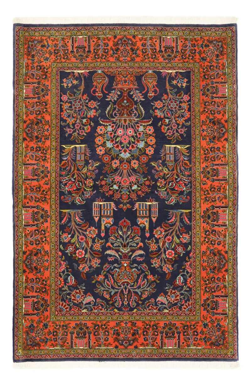 Sarough Teppich 110x161cm - Perserteppich - dunkelblau