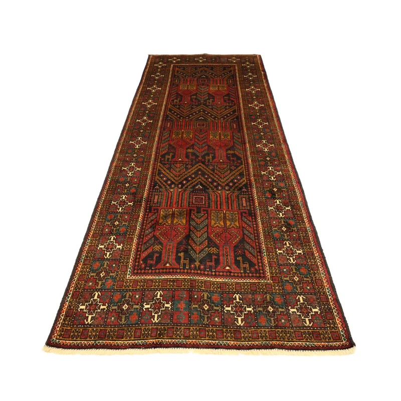 Belutsch Teppich 107x297cm - Orientteppich - dunkelrot
