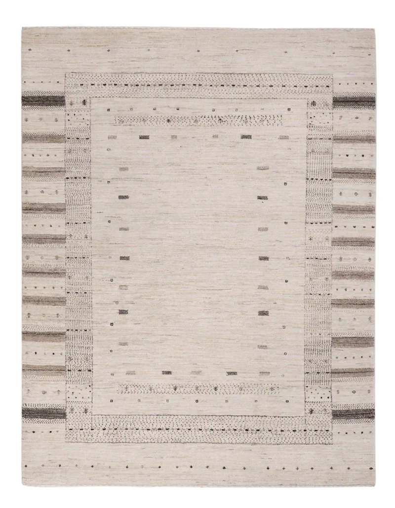 Indo Loribaft Teppich 156x207cm - Wollteppich - silber