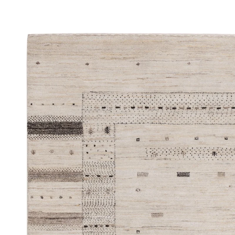 Indo Loribaft Teppich 156x207cm - Wollteppich - silber