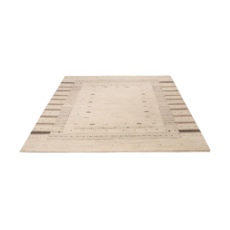 Indo Loribaft Teppich 156x207cm - Wollteppich - silber