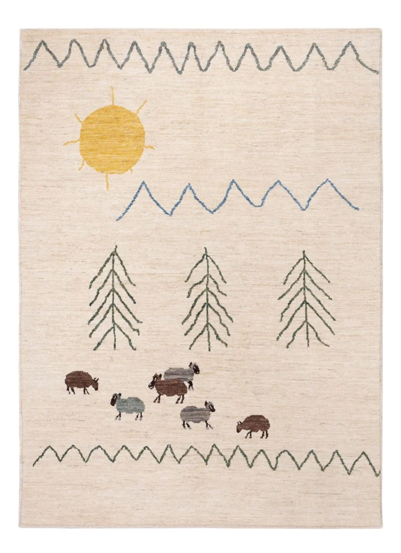 Berber Teppich 146x200cm - Wollteppich - creme