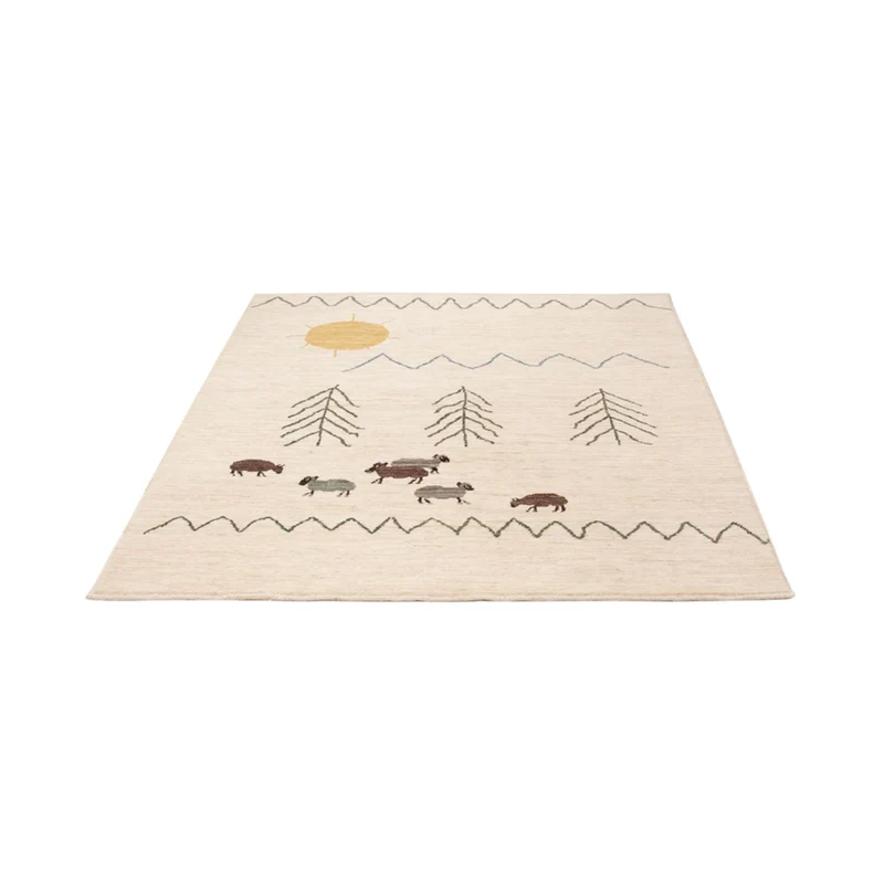 Berber Teppich 146x200cm - Wollteppich - creme