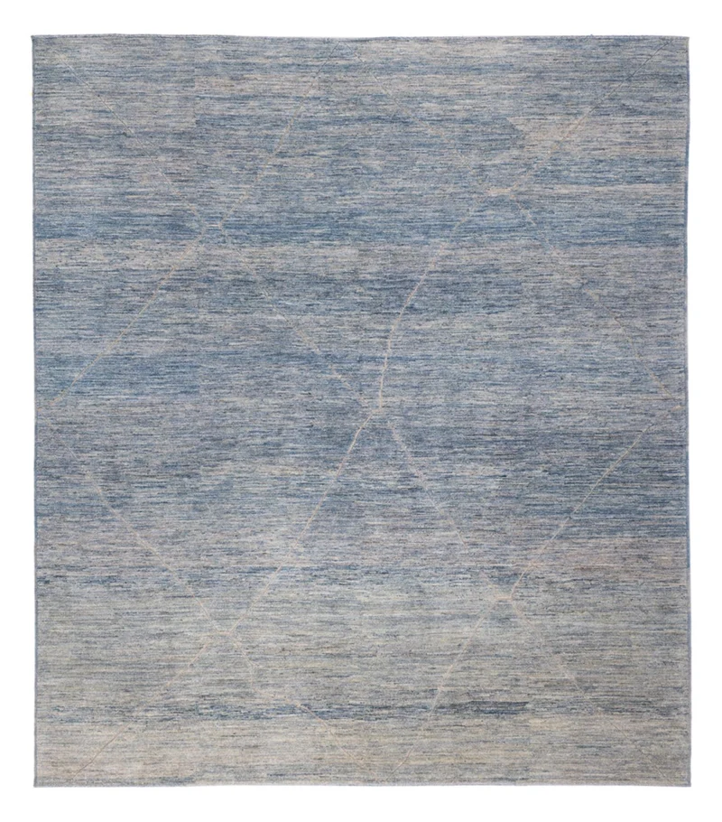 Berber Teppich 258x298cm - Wollteppich - seeblau