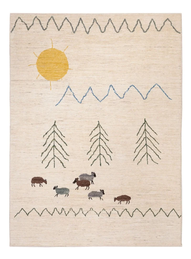 Berber Teppich 170x232cm - Wollteppich - creme
