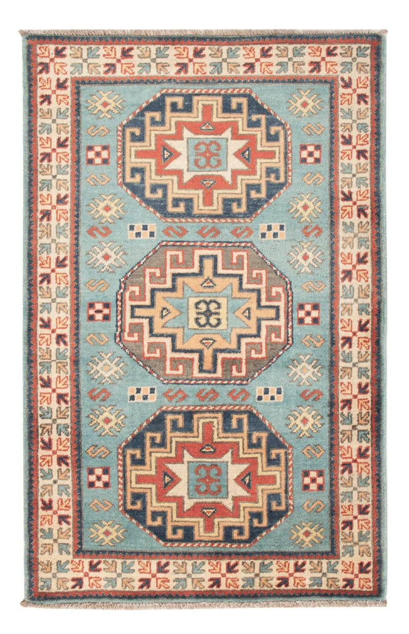 Kazak Teppich 78x124cm - Orientteppich - hellblau