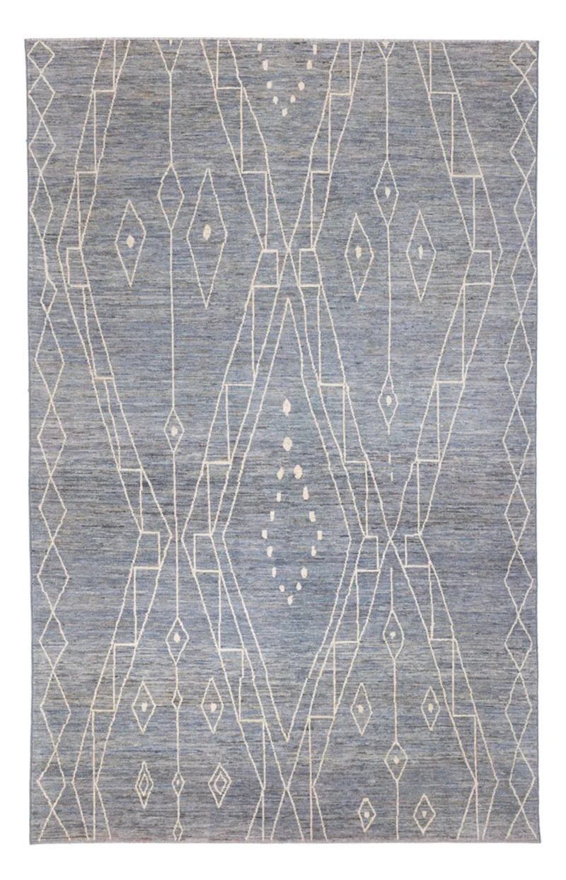Berber Teppich 194x304cm - Wollteppich - seeblau