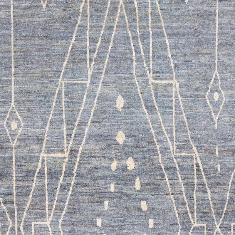 Berber Teppich 194x304cm - Wollteppich - seeblau