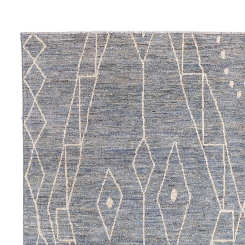 Berber Teppich 194x304cm - Wollteppich - seeblau