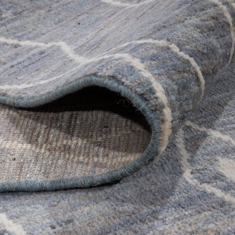 Berber Teppich 194x304cm - Wollteppich - seeblau
