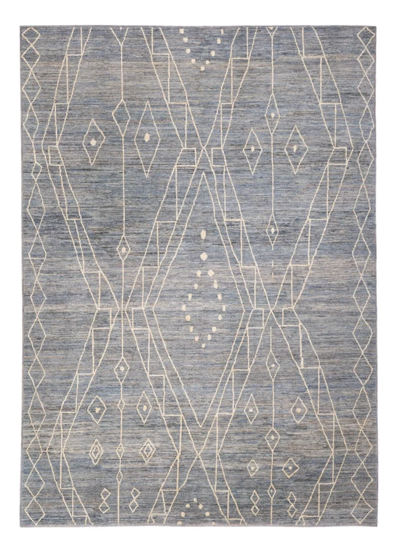 Berber Teppich 204x288cm - Wollteppich - seeblau