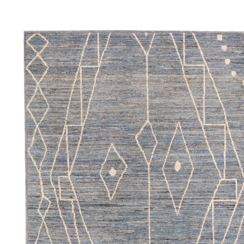Berber Teppich 204x288cm - Wollteppich - seeblau