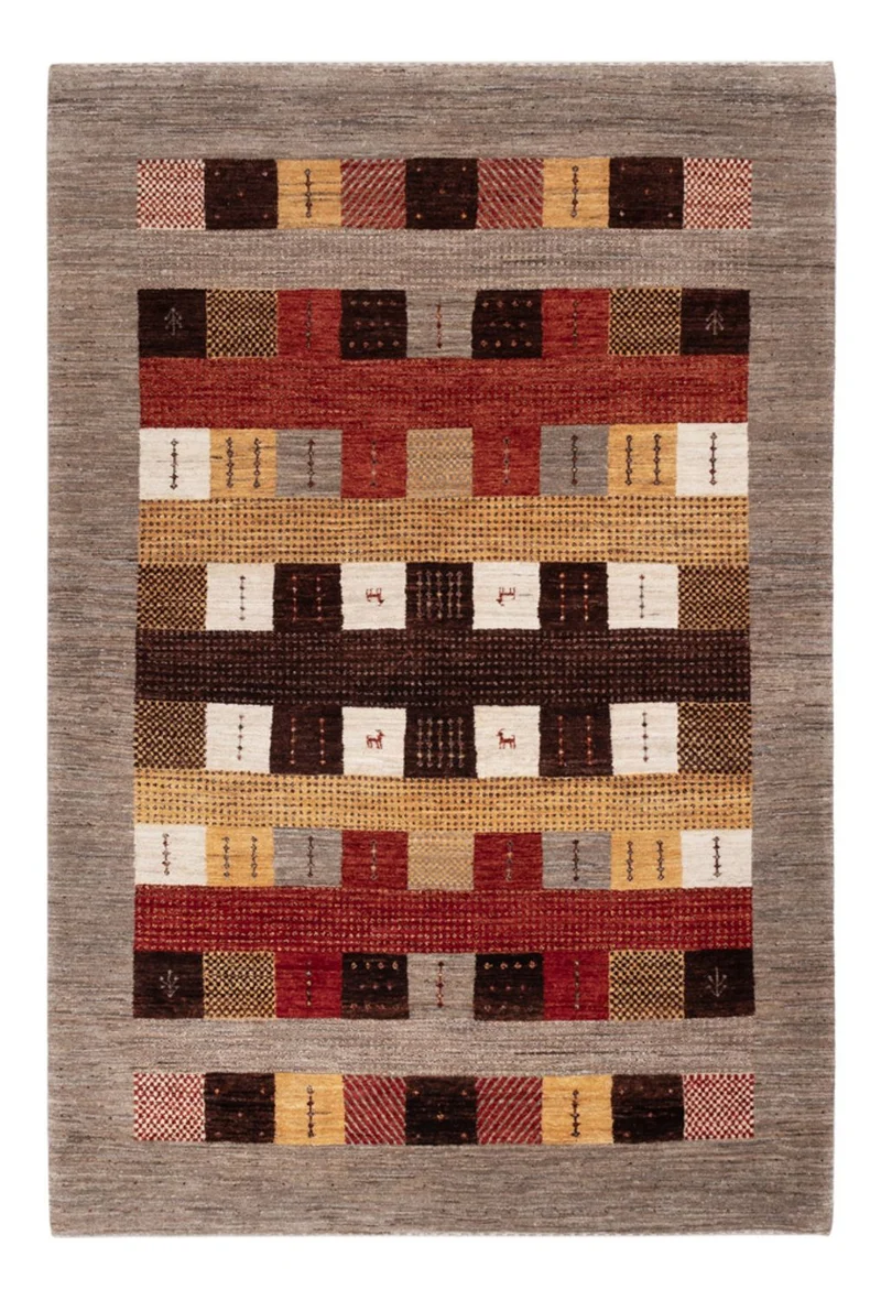 Indo Loribaft Teppich 147x216cm - Wollteppich - mehrfarbig