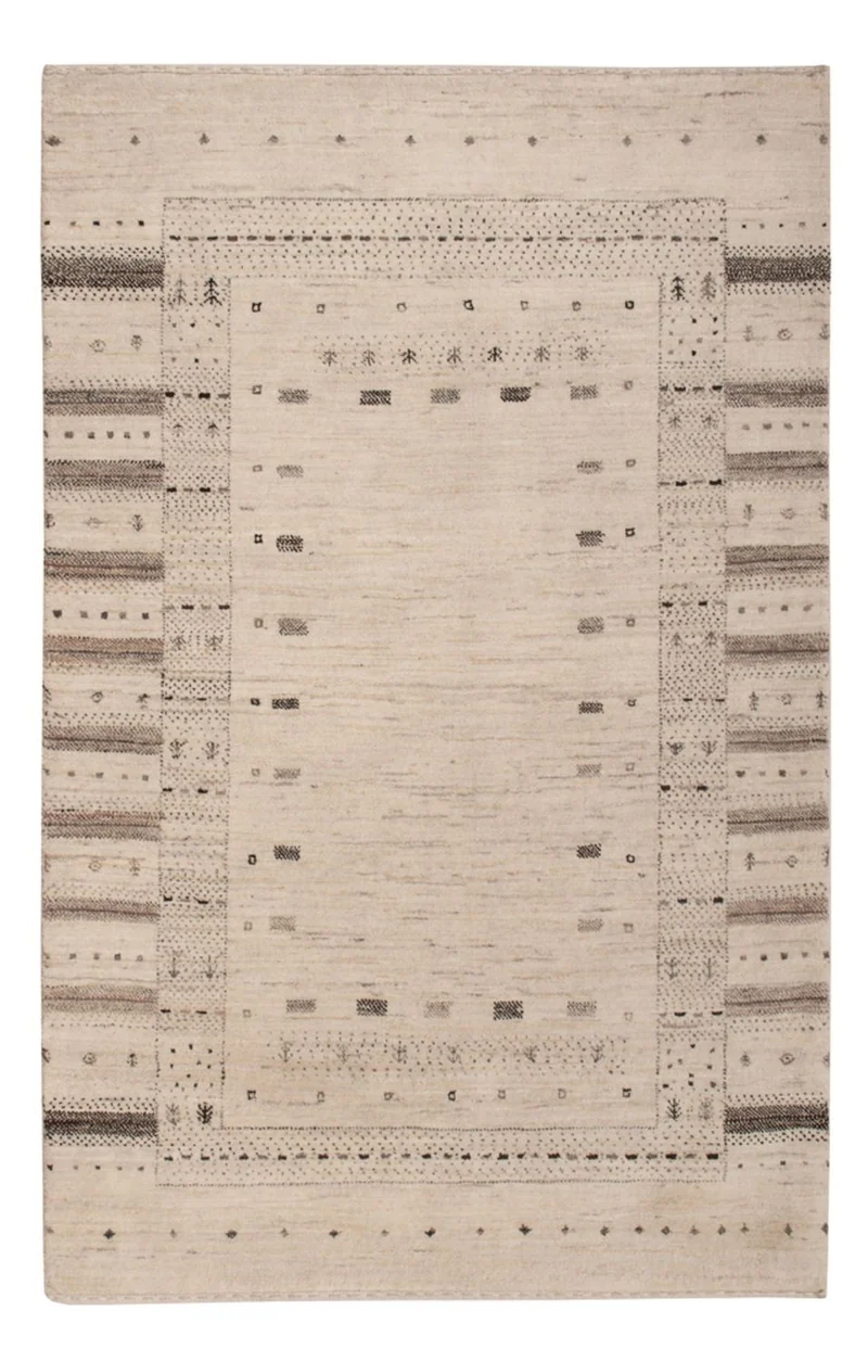 Indo Loribaft Teppich 105x152cm - Wollteppich - creme