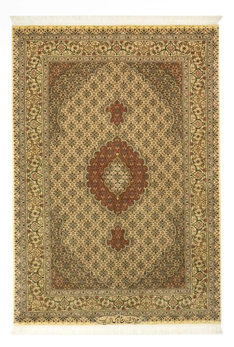Täbriz - 50 Raj Teppich 103x150cm - Perserteppich - sand