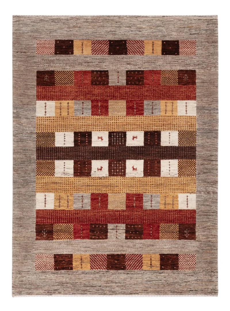 Indo Loribaft Teppich 150x205cm - Wollteppich - mehrfarbig