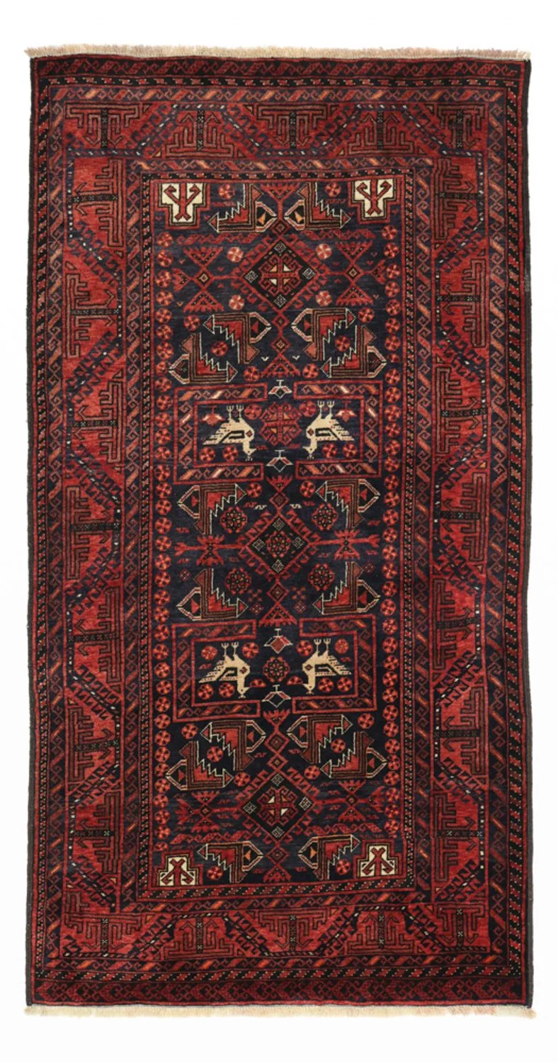 Belutsch Teppich 107x200cm - Orientteppich - dunkelrot