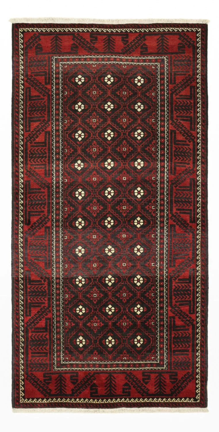 Belutsch Teppich 102x199cm - Orientteppich - dunkelrot