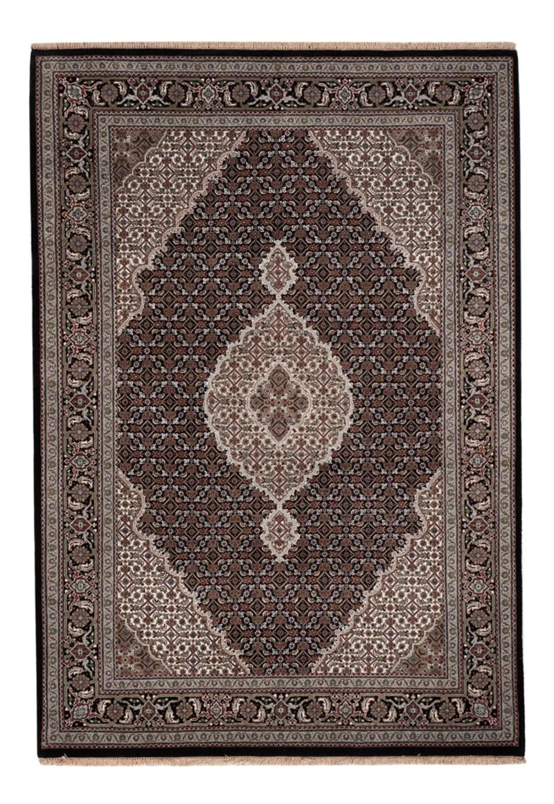 Indo Täbriz Teppich 143x205cm - Orientteppich - dunkelgrau