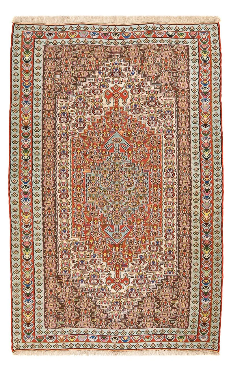 Kelim Seide Teppich 160x258cm - hellrot