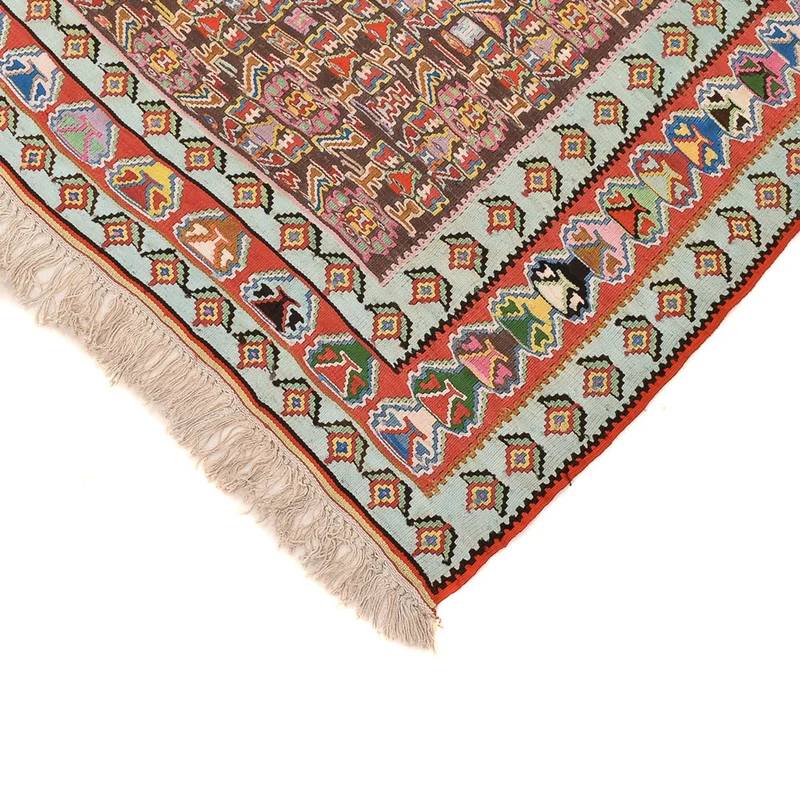 Kelim Seide Teppich 160x258cm - hellrot