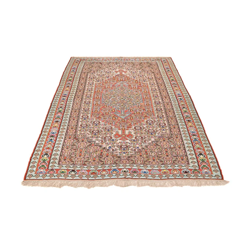 Kelim Seide Teppich 160x258cm - hellrot