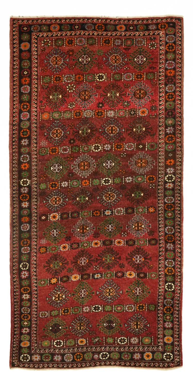 Qaraja Teppich 150x300cm - Perserteppich - dunkelrot