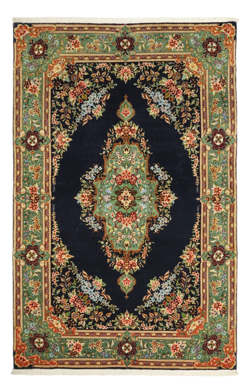 Sarough Teppich 102x161cm - Perserteppich - dunkelblau