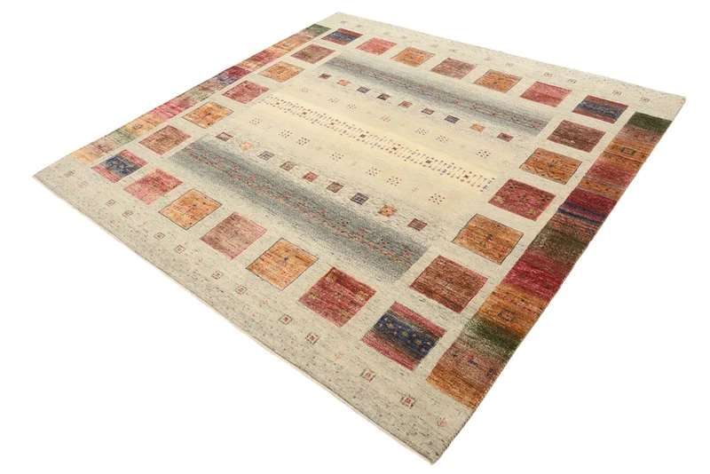 Gabbeh Teppich - Loribaft Indus quadratisch - 204 x 206 cm - dunkelbeige