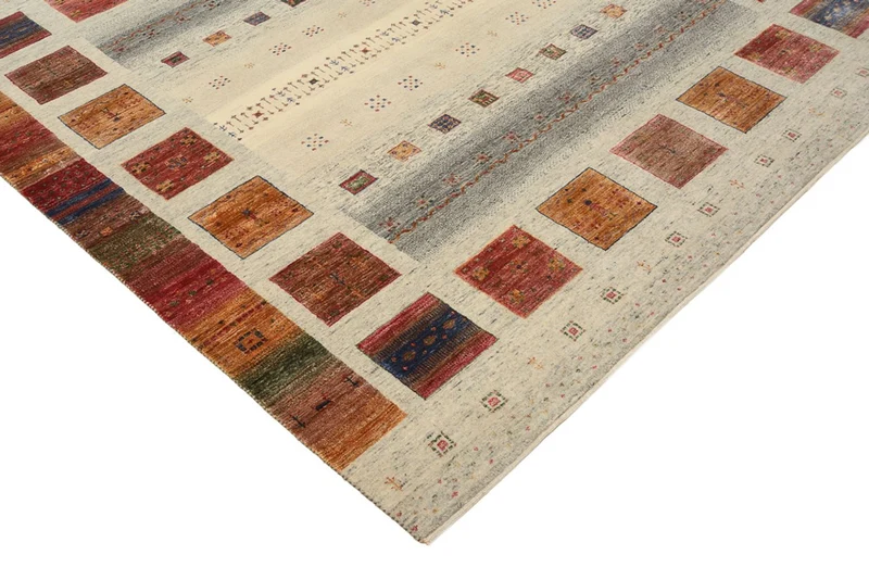 Gabbeh Teppich - Loribaft Indus quadratisch - 204 x 206 cm - dunkelbeige