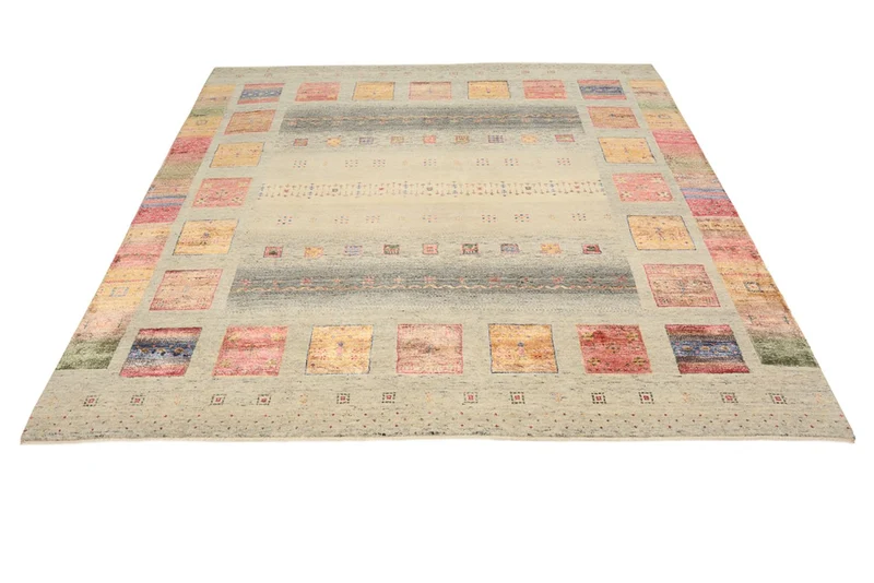 Gabbeh Teppich - Loribaft Indus quadratisch - 204 x 206 cm - dunkelbeige