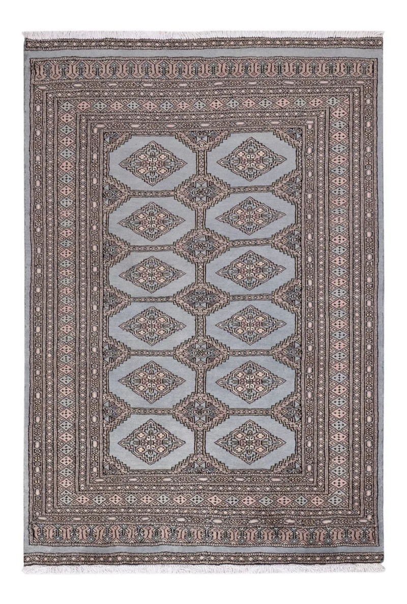 Pakistan Teppich 124x181cm - Orientteppich - hellblau