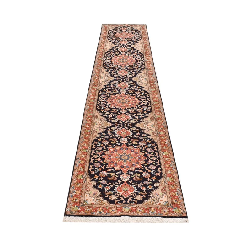 Täbriz - 50 Raj Teppich 75x380cm - Perserteppich - dunkelblau