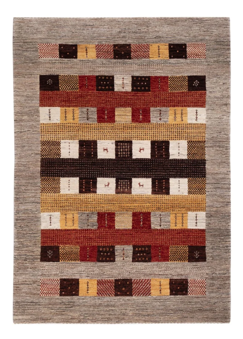 Indo Loribaft Teppich 144x205cm - Wollteppich - mehrfarbig