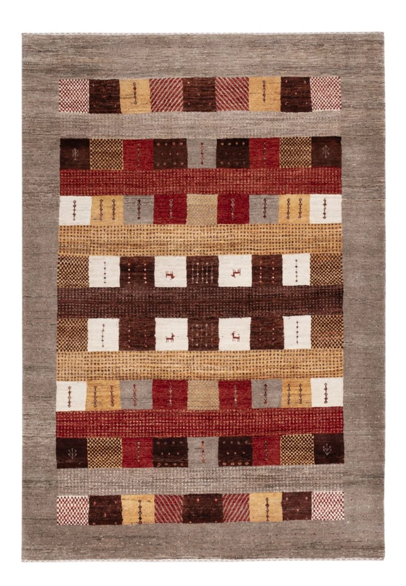 Indo Loribaft Teppich 143x204cm - Wollteppich - mehrfarbig