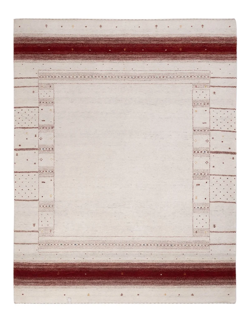Indo Loribaft Teppich 148x190cm - Wollteppich - weiß