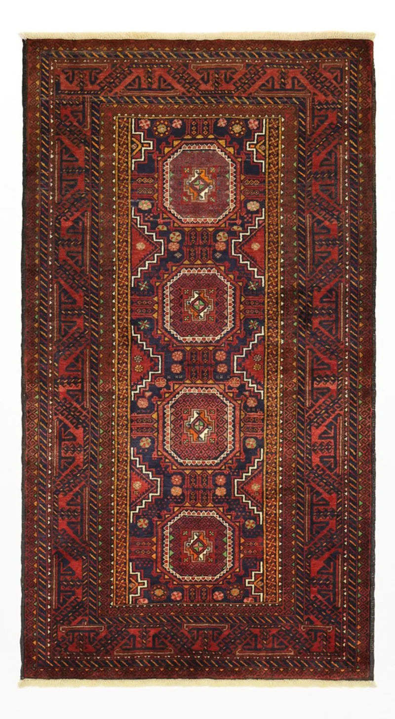 Belutsch Teppich 101x188cm - Orientteppich - dunkelrot
