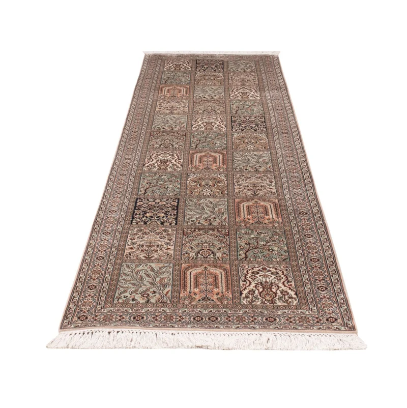 Kaschmir Seide Teppich 79x304cm - Orientteppich - dunkelbeige