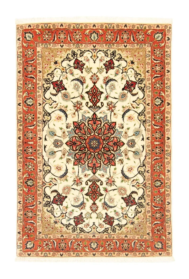 Täbriz - 50 Raj Teppich 98x148cm - Perserteppich - beige